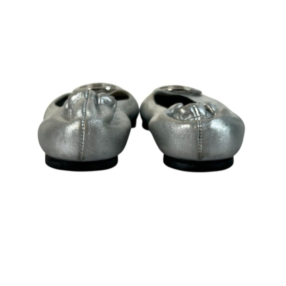 Tory‎ Burch Silver Leambs Leather Reva Ballet Flats sz 6.5 - Picture 6 of 8